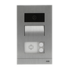 Mini video outdoor station (105mm width, FM), 2 pushbuttons, with ID card reader, with flush-mounted box, 2 button(s), aluminium