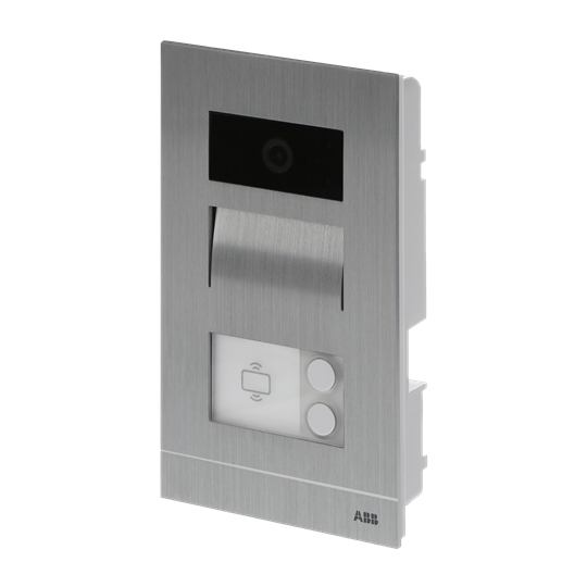 Mini video outdoor station (105mm width, FM), 2 pushbuttons, with ID card reader, with flush-mounted box, 2 button(s), aluminium – Görsel 4 / 4
