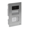 Mini video outdoor station (105mm width, FM), 2 pushbuttons, with ID card reader, with flush-mounted box, 2 button(s), aluminium