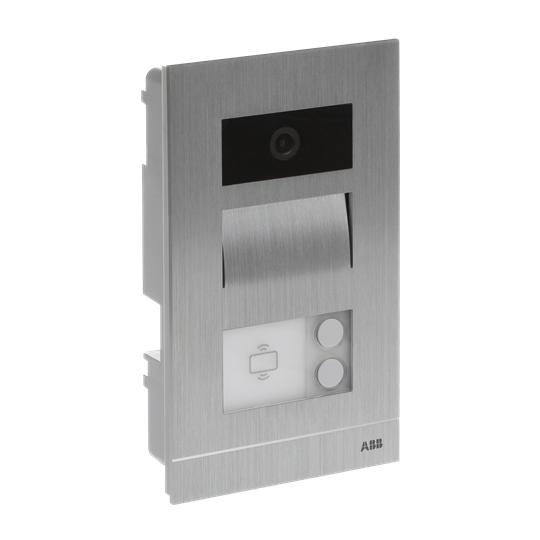 Mini video outdoor station (105mm width, FM), 2 pushbuttons, with ID card reader, with flush-mounted box, 2 button(s), aluminium – Görsel 3 / 4