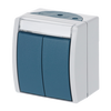Double push switch with labelling field Series push button 1P 2NO grey / blue-green - ocean
