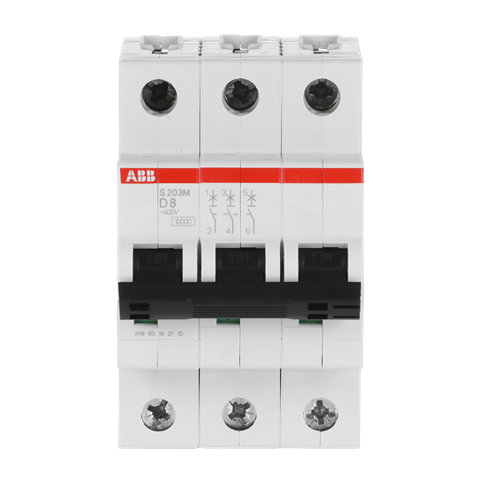 Miniature Circuit Breaker - S200M - 3P - 8 A - D - (AC) 10 kA