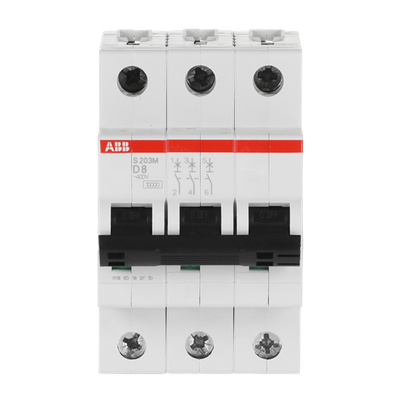 Miniature Circuit Breaker - S200M - 3P - 8 A - D - (AC) 10 kA