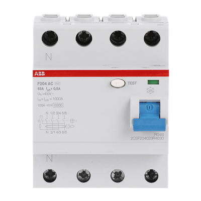 Residual Current Circuit Breaker F200 - 4P - 500 mA - 63 A - Type AC