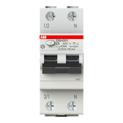 Residual Current Circuit Breaker with Overcurrent Protection DSH201 - 1P+N - 30 mA - 6 A - C - Type A