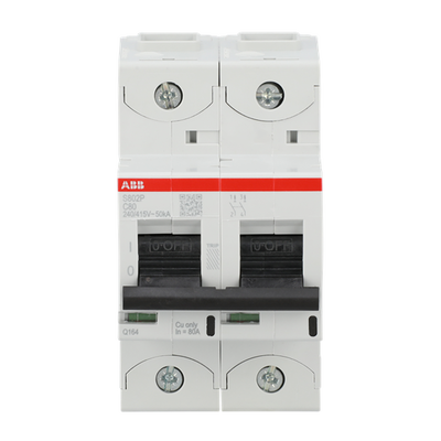 S802P-C80 High Performance Circuit Breaker. C Characteristic. 50kA, 80A, 2P