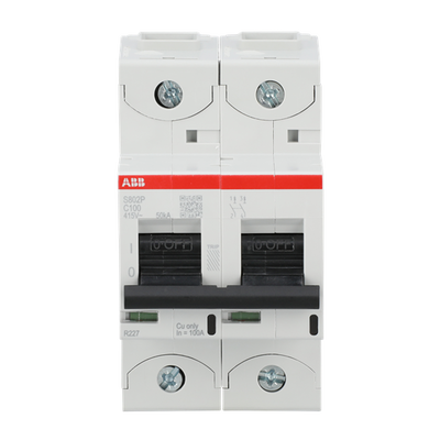 S802P-C100 High Performance Circuit Breaker. C Characteristic. 50kA, 100A, 2P