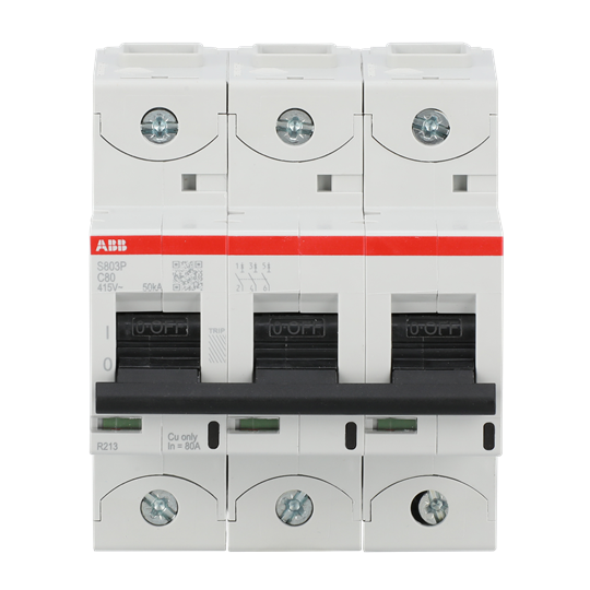 S803P-C80 High Performance Circuit Breaker. C Characteristic. 50kA, 80A, 3P