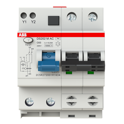 Residual Current Circuit Breaker with Overcurrent Protection DS200 M - 2P - 30 mA - 63 A - C - Type AC