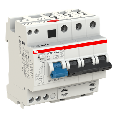 Residual Current Circuit Breaker with Overcurrent Protection DS200 M - 3P - 30 mA - 10 A - C - Type AC