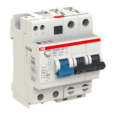 Residual Current Circuit Breaker with Overcurrent Protection DS200 - 2P - 30 mA - 63 A - B - Type AC
