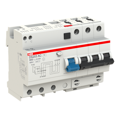 Residual Current Circuit Breaker with Overcurrent Protection DS200 - 3P - 30 mA - 50 A - B - Type A