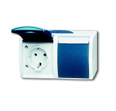 Socket Outlets with Hinged Lid 16 A grey / blue-green  - ocean