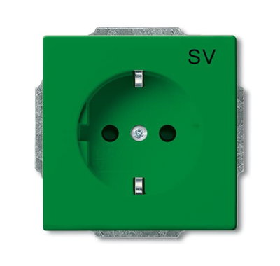 SCHUKO® Socket insert with legend SV Safety Shutter green - Platform 63