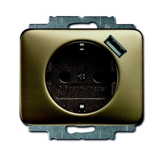 Shutter Inset Socket insert Safety Shutter with USB A bronze - alpha - Voltimum UK