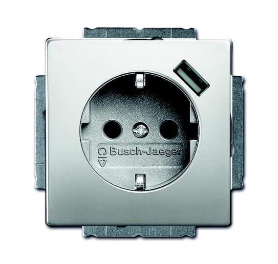Shutter Inset Socket insert Safety Shutter with USB A stainless steel - Pure ...