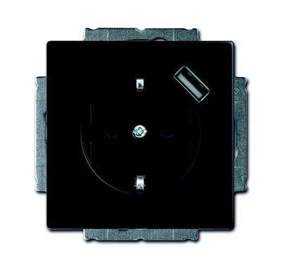 Socket Outlets Safety Shutter with USB A black matt - Platform 63