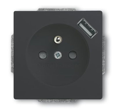 Earthpin/USB socket outlet