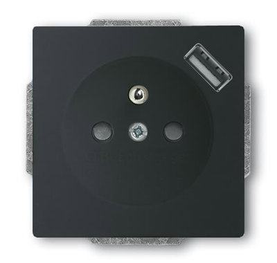 Earthpin/USB socket outlet