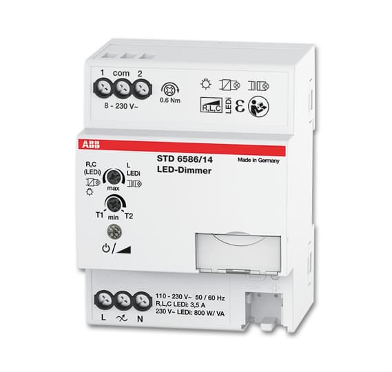 Dimmer with Push button, 20...800 V·A, 8 ... 230 V AC/DC, 4 modular spacing