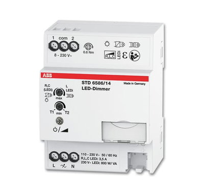 Dimmer with Push button, 20...800 V·A, 8 ... 230 V AC/DC, 4 modular spacing