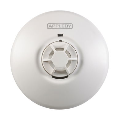 230V Mains powered heat alarm with 9V alkaline battery backup