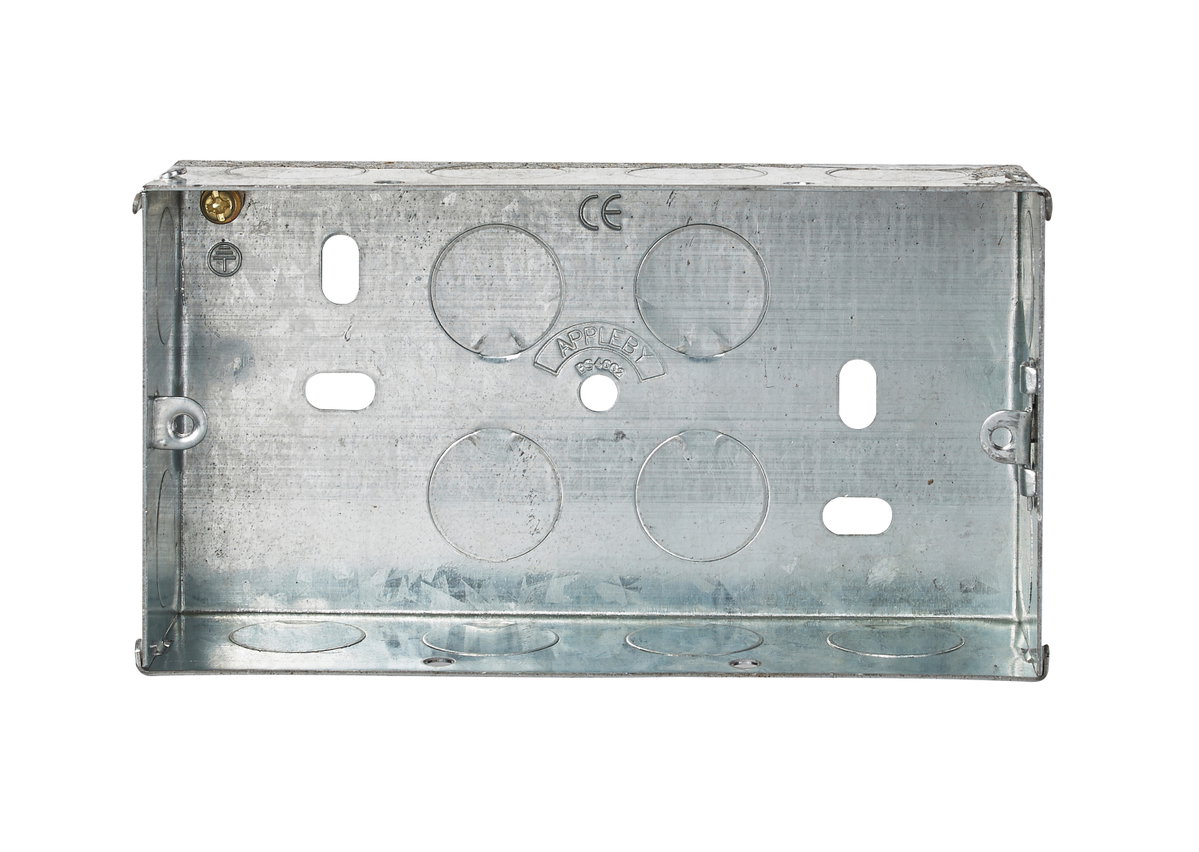 2 Gang Adjustable Lug Flush Steel Installation Box 35mm Depth