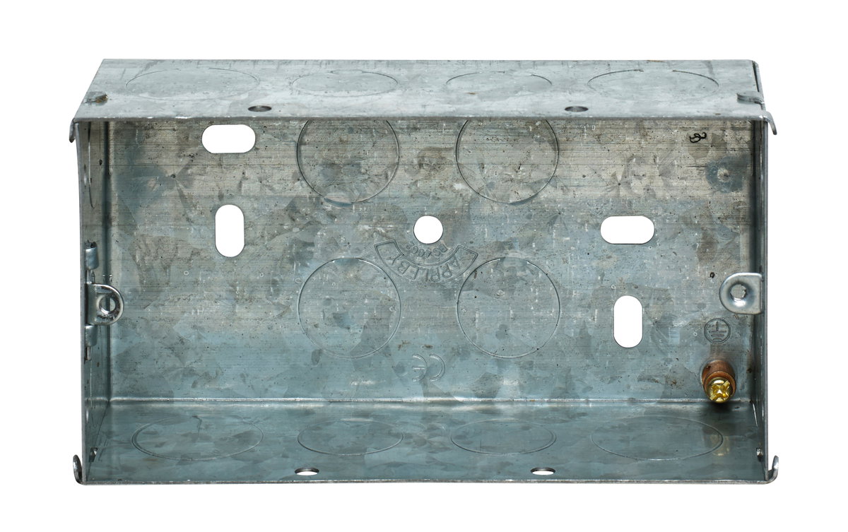 2 Gang Adjustable Lug Flush Steel Installation Box 47mm Depth