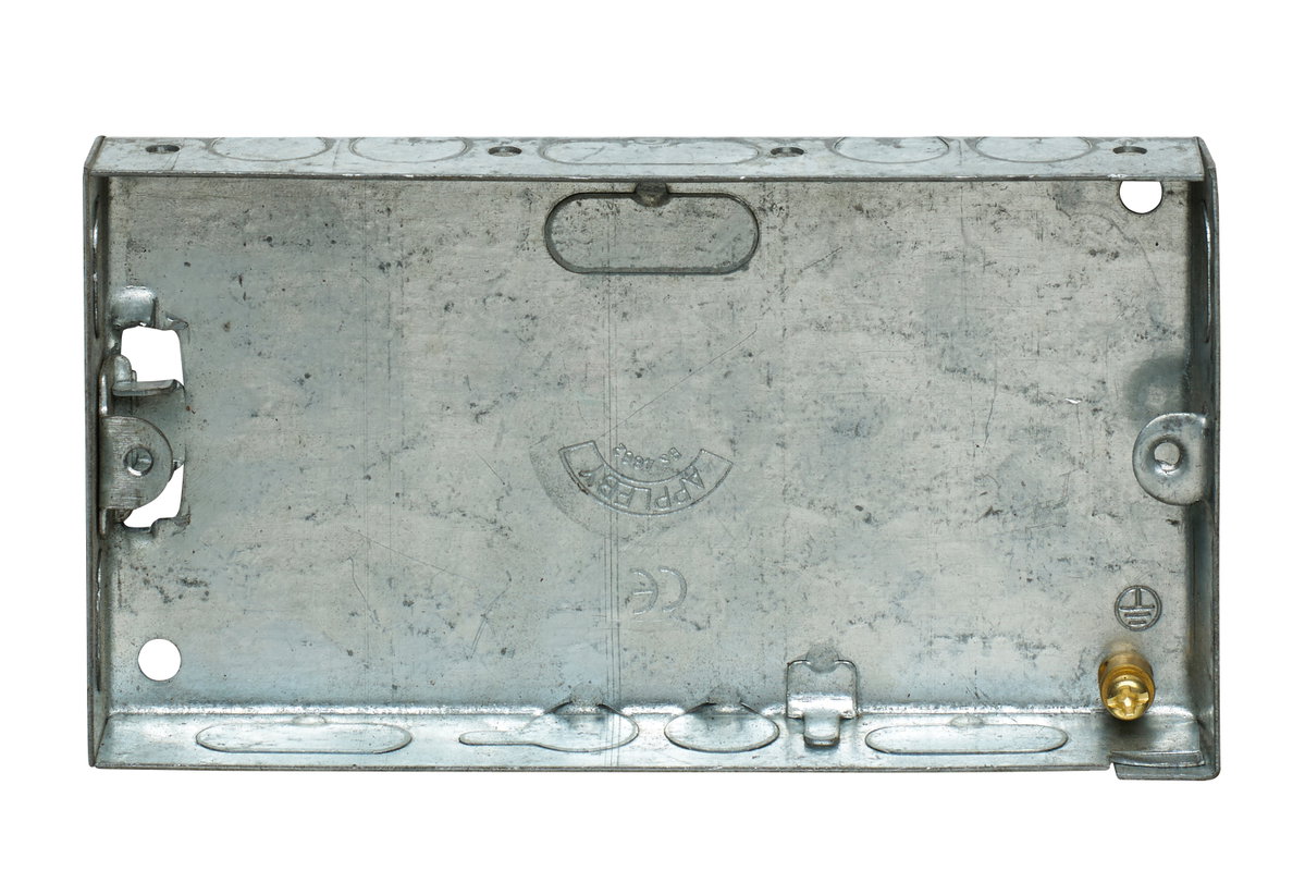 2 Gang Adjustable Lug Flush Steel Installation Box 16mm Depth