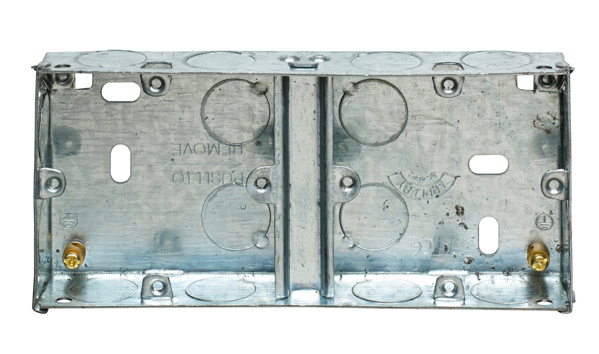 Dual 1 Gang Adjustable Lug Flush Steel Installation Box 25mm Depth