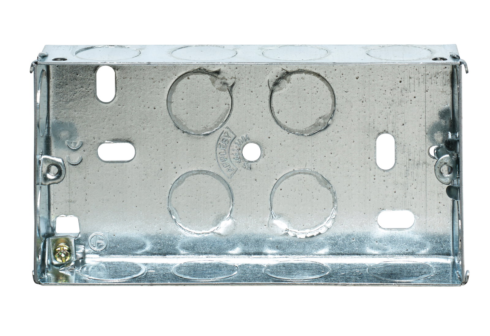 2 Gang Adjustable Lugs Flush Steel Installation Box 35mm Depth