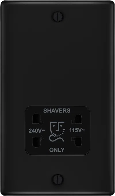 NEXUS METAL MATT BLACK DUAL VOLTAGE SHAVER SOCKET