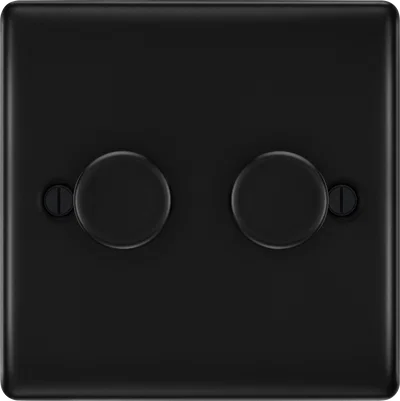 NEXUS METAL MATT BLACK DOUBLE INTELLIGENT LED DIMMER SWITCH, 2-WAY PUSH ON/OFF