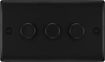 NEXUS METAL MATT BLACK TRIPLE INTELLIGENT LED DIMMER SWITCH, 2-WAY PUSH ON/OFF
