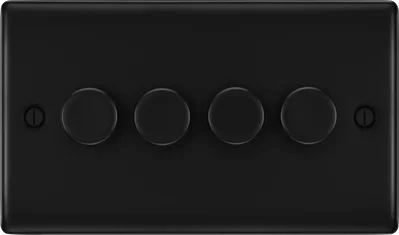 NEXUS METAL MATT BLACK QUADRUPLE INTELLIGENT LED DIMMER SWITCH, 2-WAY PUSH ON/OFF