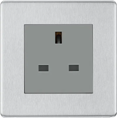 BR STEEL - 1 GANG 13A UNSWITCHED SOCKET - WHITE