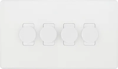 EVOLVE PEARLESCENT WHITE 200W QUAD DIMMER SWITCH 2-WAY PUSH ON/OFF TRAILING EDGE