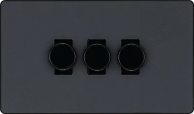 EVOLVE MATT GREY 200W TRIPLE DIMMER SWITCH 2-WAY PUSH ON/OFF TRAILING EDGE