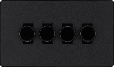 EVOLVE MATT BLACK 200W QUAD DIMMER SWITCH 2-WAY PUSH ON/OFF TRAILING EDGE