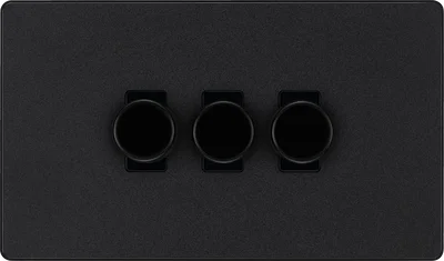 EVOLVE BLACK CHROME 200W TRIPLE DIMMER SWITCH 2-WAY PUSH ON/OFF TRAILING EDGE