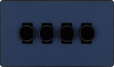 EVOLVE MATT BLUE 200W QUAD DIMMER SWITCH 2-WAY PUSH ON/OFF TRAILING EDGE