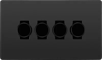 EVOLVE BLACK CHROME 200W QUAD DIMMER SWITCH 2-WAY PUSH ON/OFF TRAILING EDGE