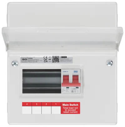 METAL CONSUMER UNIT 6 MOD 4 WAY UNPOPULATED WITH 100A MAIN SWITCH