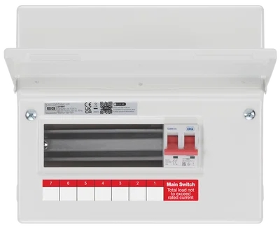METAL CONSUMER UNIT 9 MOD 7 WAY UNPOPULATED WITH 100A MAIN SWITCH