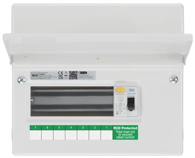 CONSUMER UNIT 9 MOD 7 WAY UNPOPULATED WITH 1 X 100A TYPE A 30MA RCD