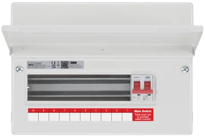 METAL CONSUMER UNIT 12 MOD 10 WAY UNPOPULATED WITH 100A MAIN SWITCH