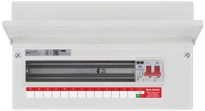 METAL CONSUMER UNIT 19 MOD 16 WAY UNPOPULATED WITH 100A MAIN SWITCH 1 X SPD