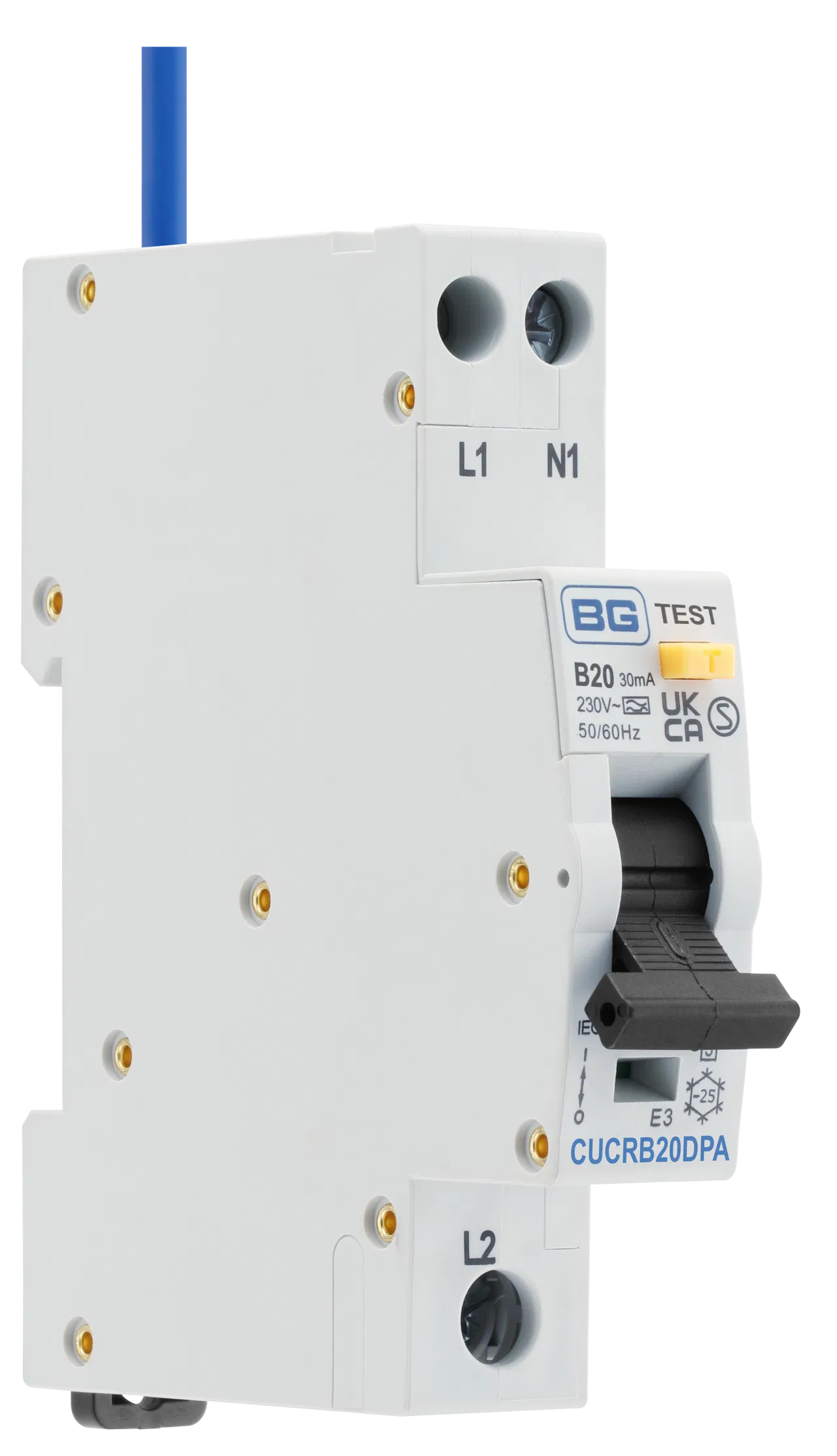 COMPACT 20A 30MA B CURVE TYPE A DOUBLE POLE RCBO SINGLE MODULE
