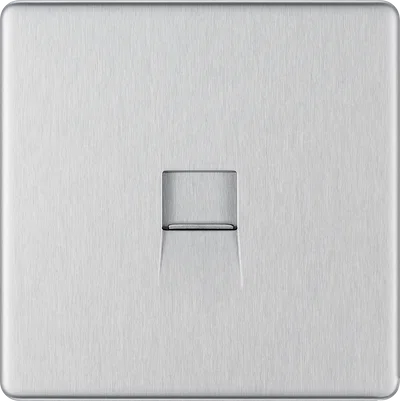 SCREWED FLATPLATE BRUSHED STEEL SINGLE MASTER TELEPHONE SOCKET
