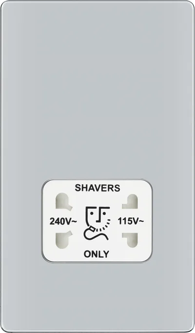 POLISHED CHROME BLK SHAVER SOCKET 115/230V DUAL VOLT